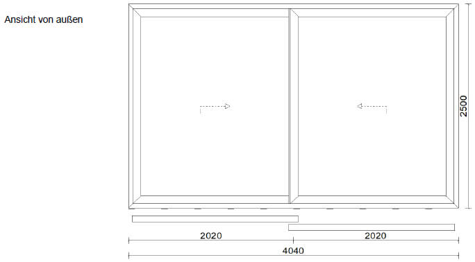 Aluminium-Schiebetüre 2-flügelig