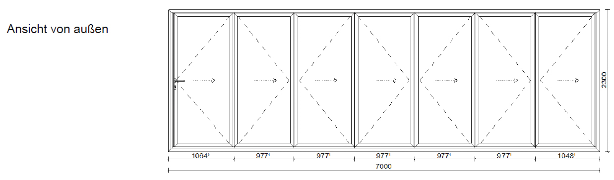 Falttür mit 7 Flügen für Außenbereich