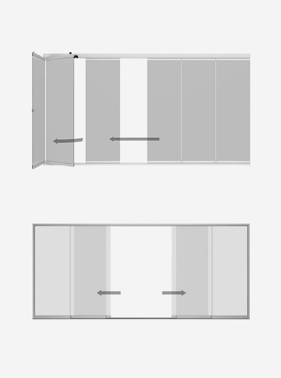 Schematische Skizze Öffnung Glastüren