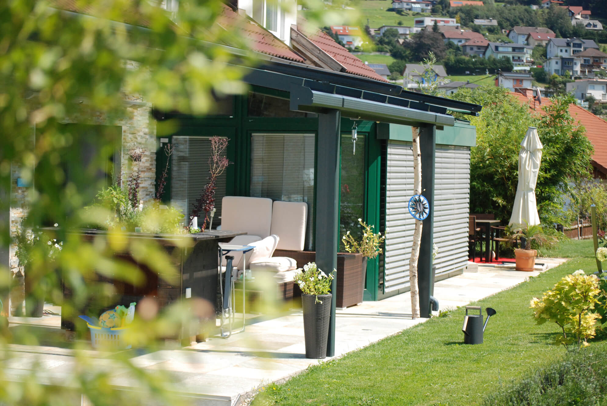 Glasüberdachung Terrasse mit Beschattung