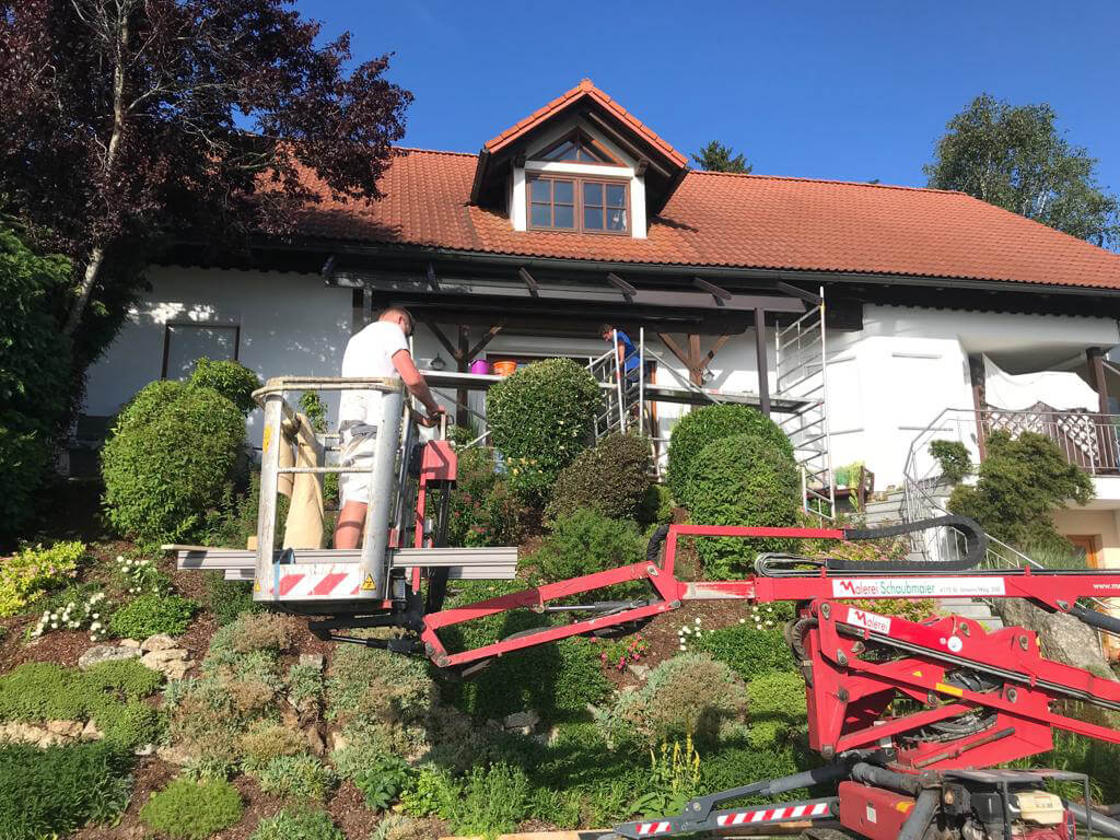 Montage Terrassendach mit Steiger in Oberösterreich