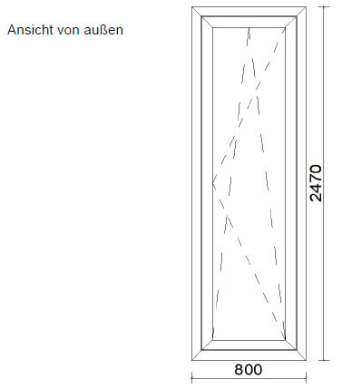 Schmale Aluminiumtüre Dreh-Kipp