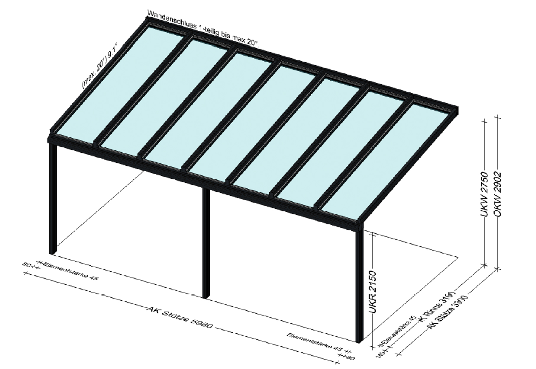 Terrassenüberdachung 6x3m