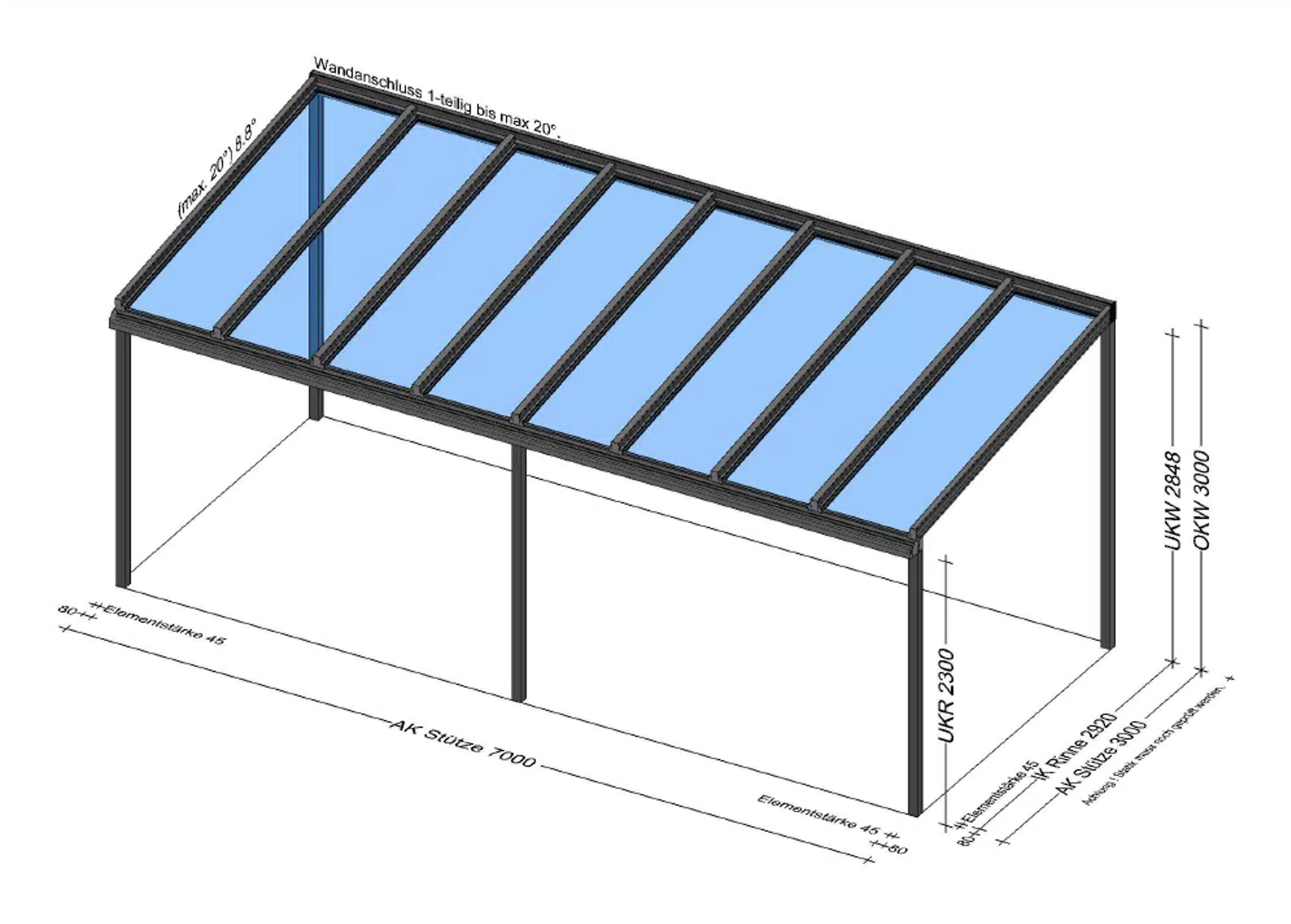 Terrassenüberdachung 7x3 in Hörsching