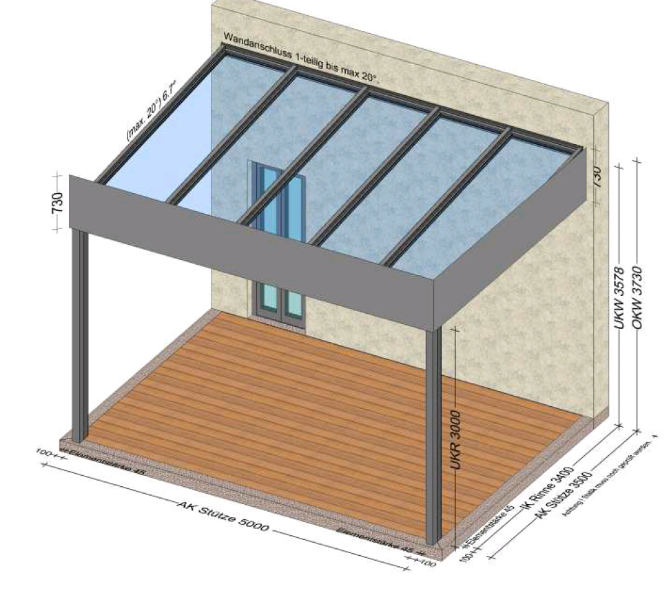 Terrassenüberdachung Flachdach Alu