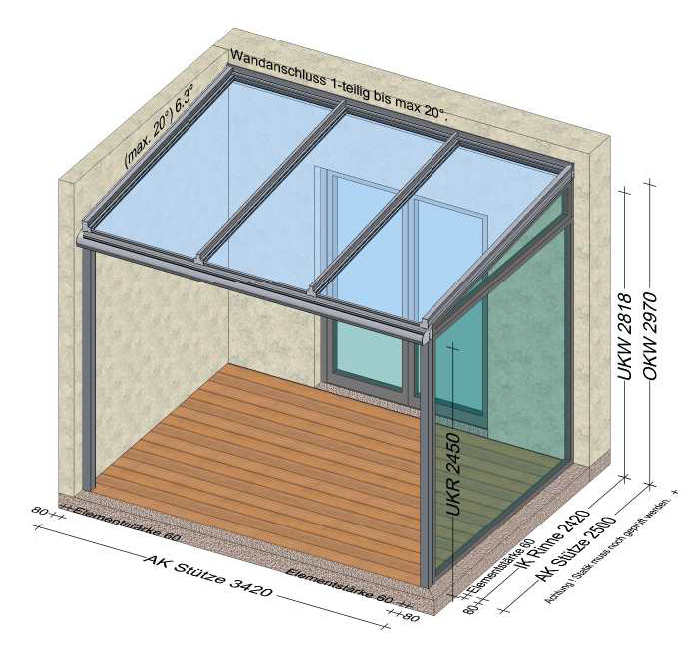 Terrassenüberdachung mit einer Seitenwand