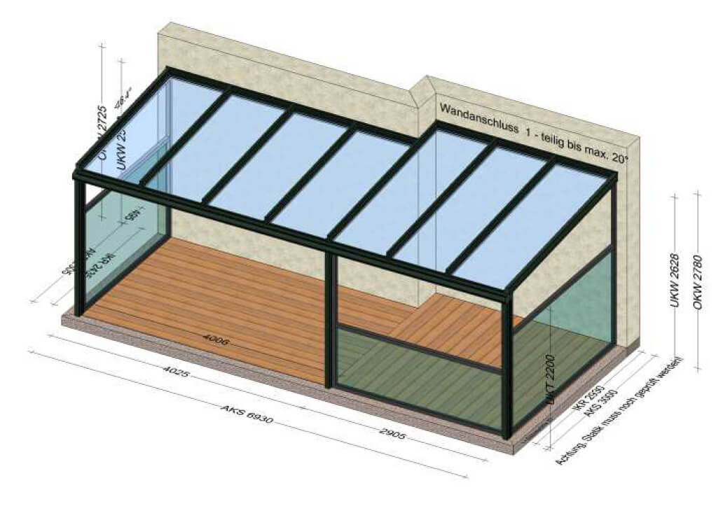 Terrassenüberdachung Sondermaße