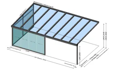 Terrassenüberdachung Teilverglasung seitlich