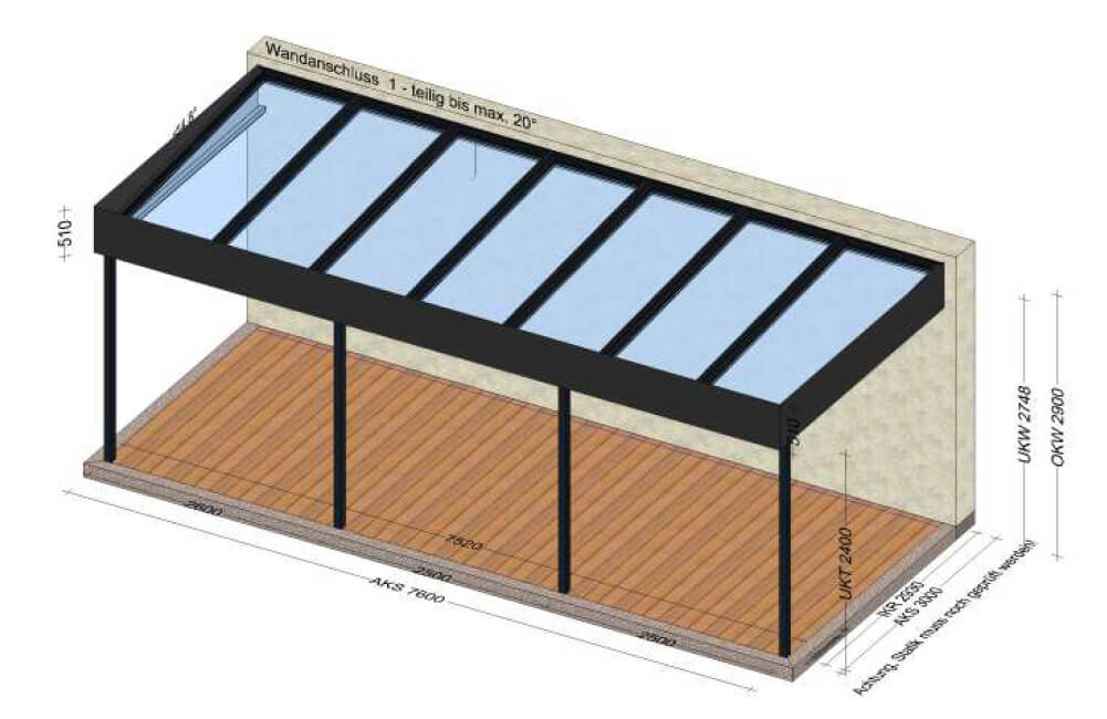 Terrassenüberdachung über 7 Meter