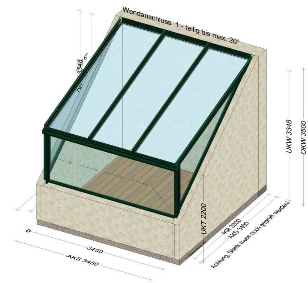 Wintergarten auf Balkon Zeichnung