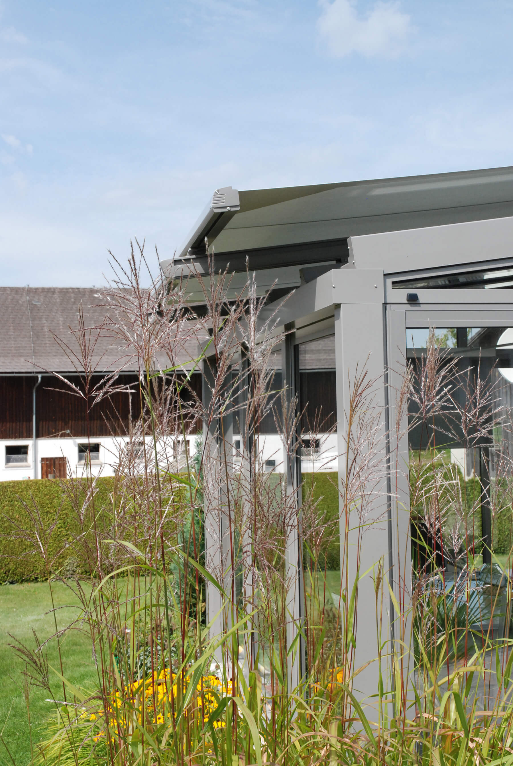 Wintergarten mit Beschattung für Glasdach